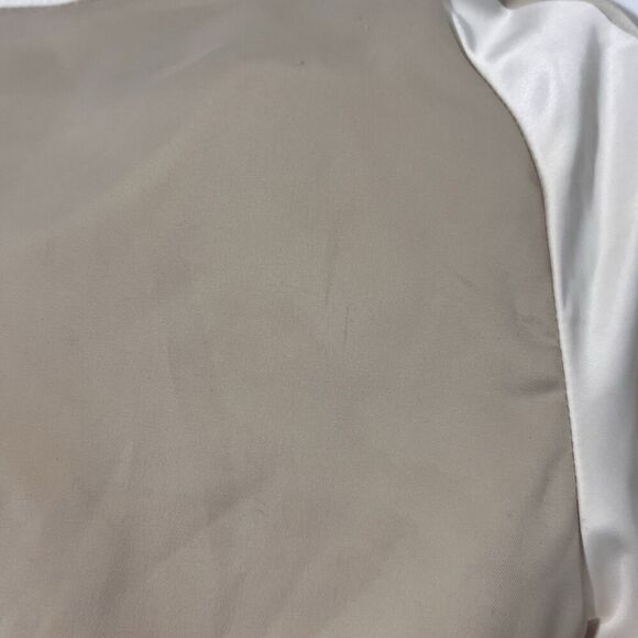 Maje Bomber Jacket Womens 36 Satin Embroidered Beige Preppy Academia - Picture 6 of 11